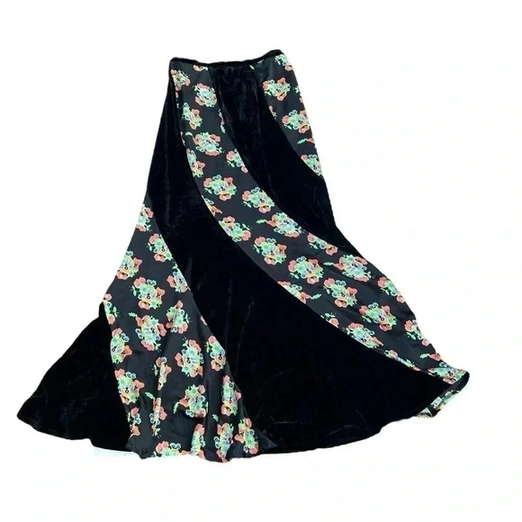 Free people floral satin and velvet mermaid maxi skirt size 4 - Picture 10 of 10